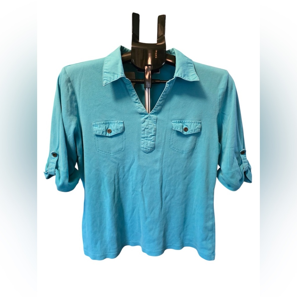 Karen Scott Turquoise Short Sleeve Utility Top | Size M